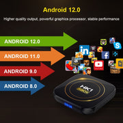 HK1 RBOX-H8S 4K Ultra HD Android 12.0 Smart TV Box with Remote Control, Allwinner H618 Quad-Core, 4GB+32GB(UK Plug)