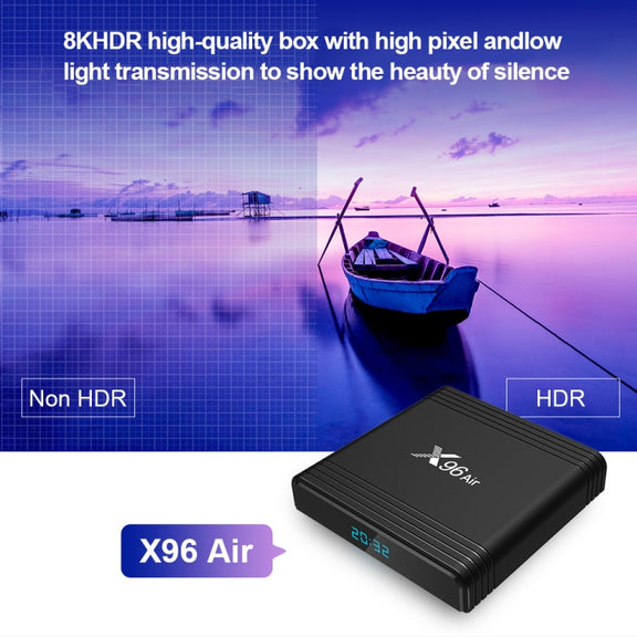 X96 Air 8K Smart TV BOX Android 9.0 Media Player with Remote Control, Quad-core Amlogic S905X3, RAM: 4GB, ROM: 32GB, Dual Band WiFi, Bluetooth, EU Plug