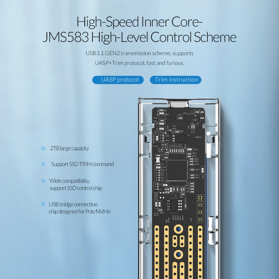 ORICO TCM2-C3 NVMe M.2 SSD Enclosure (10Gbps)(Silver)