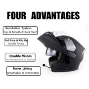 Soman 955 Skyeye Motorcycle Full / Open Face Bluetooth Helmet Headset Full Face, Supports Answer / Hang Up Calls(Matte Black)