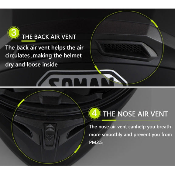Soman 955 Skyeye Motorcycle Full / Open Face Bluetooth Helmet Headset Full Face, Supports Answer / Hang Up Calls(Black Red)