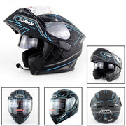 Soman 955 Skyeye Motorcycle Full / Open Face Bluetooth Helmet Headset Full Face, Supports Answer / Hang Up Calls(Black Blue)