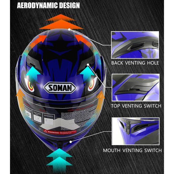Soman 955 Skyeye Motorcycle Full / Open Face Bluetooth Helmet Headset Full Face, Supports Answer / Hang Up Calls(Pearl White)
