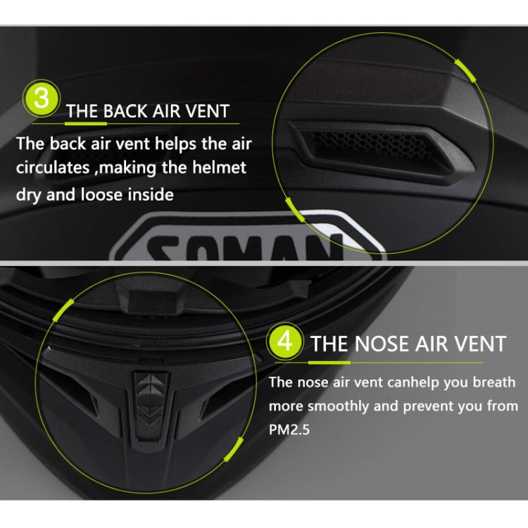 Soman 955 Skyeye Motorcycle Full / Open Face Bluetooth Helmet Headset Full Face, Supports Answer / Hang Up Calls(Pearl White)