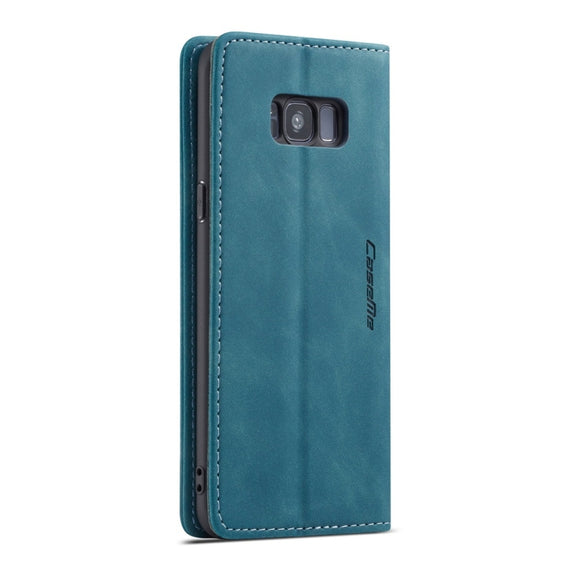 CaseMe-013 Multifunctional Retro Frosted Horizontal Flip Leather Case with Card Slot & Holder & Wallet for Galaxy S8 Plus(Blue)