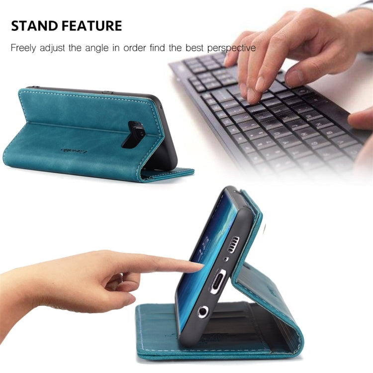 CaseMe-013 Multifunctional Retro Frosted Horizontal Flip Leather Case with Card Slot & Holder & Wallet for Galaxy S8 Plus(Blue)