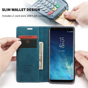 CaseMe-013 Multifunctional Retro Frosted Horizontal Flip Leather Case with Card Slot & Holder & Wallet for Galaxy S8 Plus(Blue)