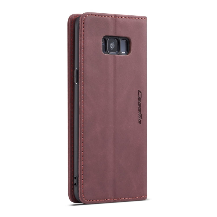 CaseMe-013 Multifunctional Retro Frosted Horizontal Flip Leather Case with Card Slot & Holder & Wallet for Galaxy S8 Plus(Wine Red)