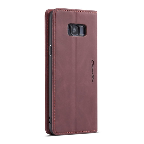 CaseMe-013 Multifunctional Retro Frosted Horizontal Flip Leather Case with Card Slot & Holder & Wallet for Galaxy S8 Plus(Wine Red)
