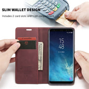 CaseMe-013 Multifunctional Retro Frosted Horizontal Flip Leather Case with Card Slot & Holder & Wallet for Galaxy S8 Plus(Wine Red)