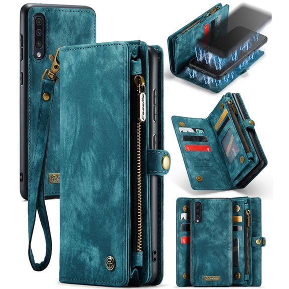 For Samsung Galaxy A70 CaseMe-008 Detachable Multifunctional Flip Leather Phone Case(Blue)