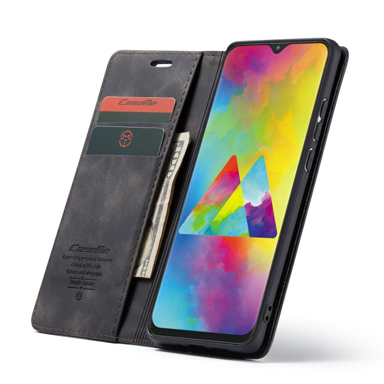 CaseMe-013 Multifunctional Horizontal Flip Leather Case with Card Slot & Holder for Galaxy M20(Black)