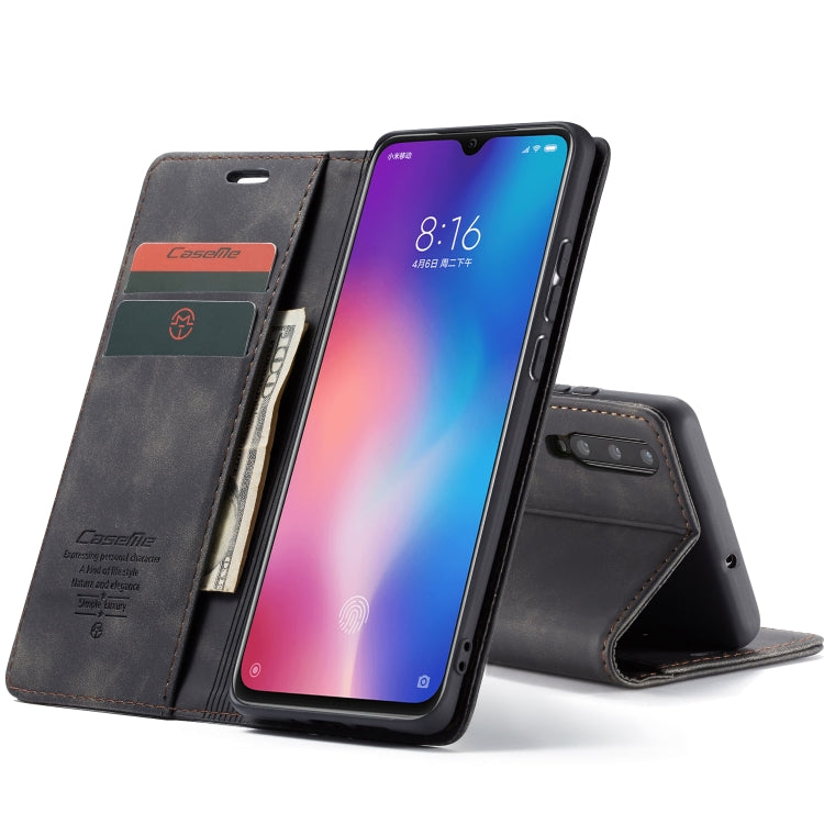 CaseMe-013 Multifunctional Horizontal Flip Leather Case with Card Slot & Holder for Xiaomi 9(Black)