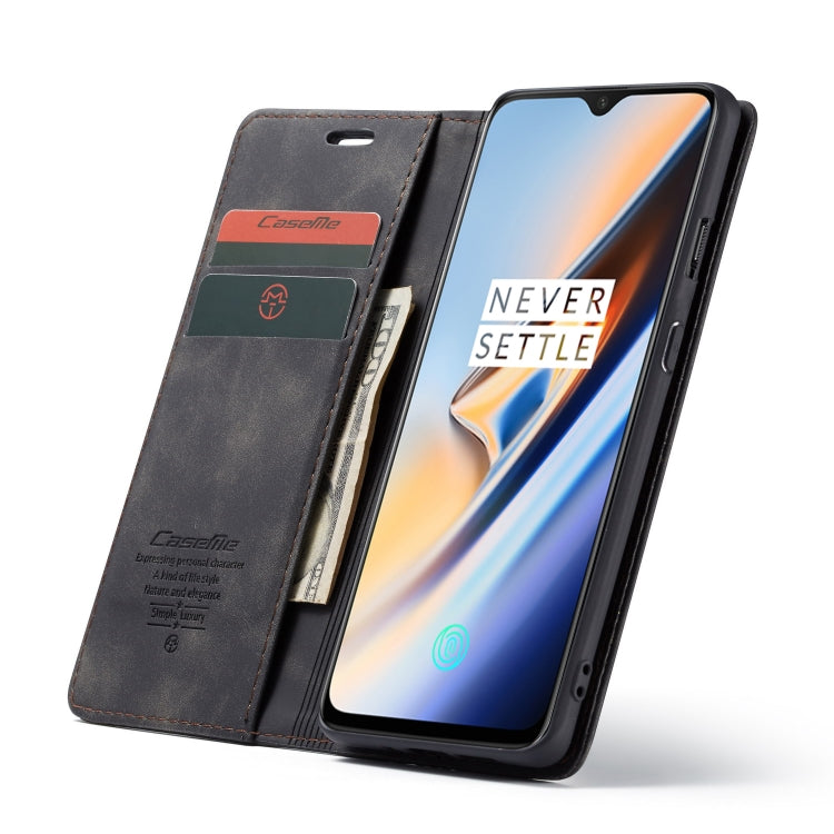 CaseMe-013 Multifunctional Horizontal Flip Leather Case with Card Slot & Holder for OnePlus 7(Black)