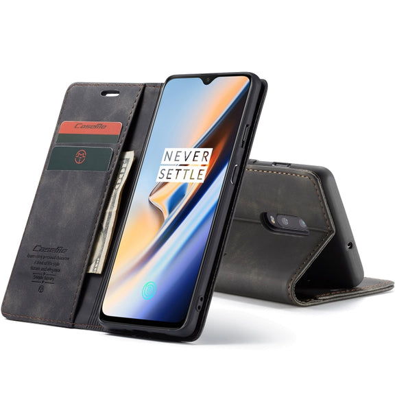 CaseMe-013 Multifunctional Horizontal Flip Leather Case with Card Slot & Holder for OnePlus 7(Black)