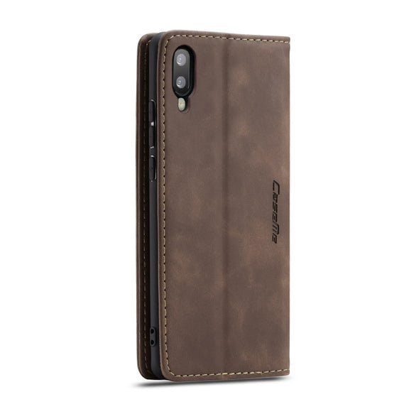 CaseMe-013 Multifunctional Horizontal Flip Leather Case with Card Slot & Holder for Galaxy M10(Coffee)