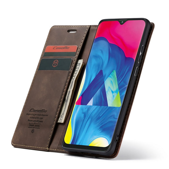 CaseMe-013 Multifunctional Horizontal Flip Leather Case with Card Slot & Holder for Galaxy M10(Coffee)