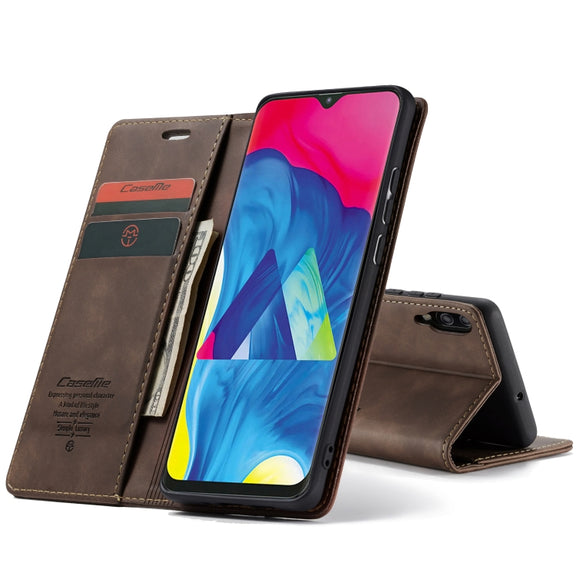 CaseMe-013 Multifunctional Horizontal Flip Leather Case with Card Slot & Holder for Galaxy M10(Coffee)