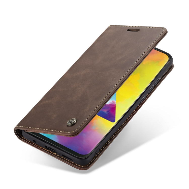 CaseMe-013 Multifunctional Horizontal Flip Leather Case with Card Slot & Holder for Galaxy M20(Coffee)