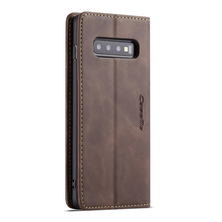 CaseMe-013 Multifunctional Horizontal Flip Leather Case with Card Slot & Holder for Galaxy S10 5G(Coffee)