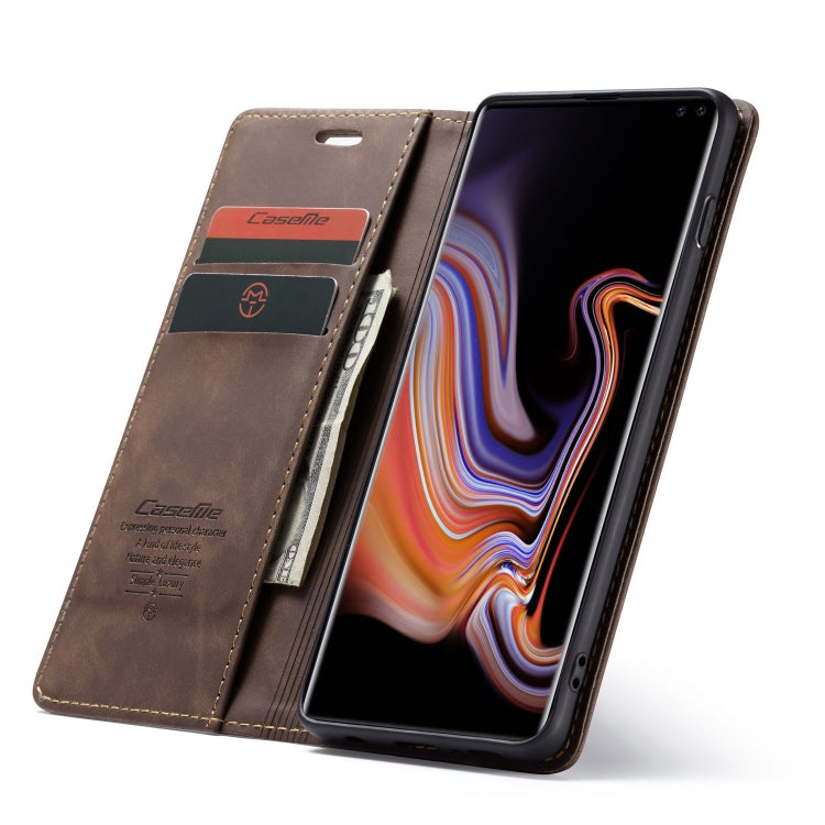 CaseMe-013 Multifunctional Horizontal Flip Leather Case with Card Slot & Holder for Galaxy S10 5G(Coffee)