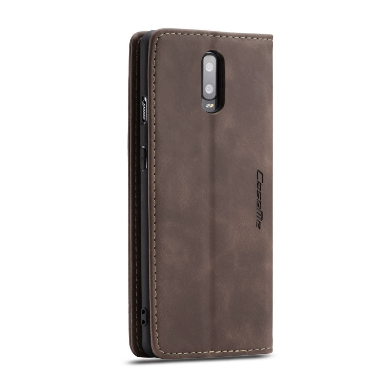 CaseMe-013 Multifunctional Horizontal Flip Leather Case with Card Slot & Holder for OnePlus 7(Coffee)