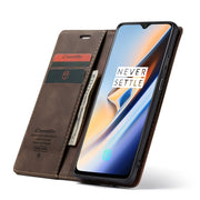 CaseMe-013 Multifunctional Horizontal Flip Leather Case with Card Slot & Holder for OnePlus 7(Coffee)