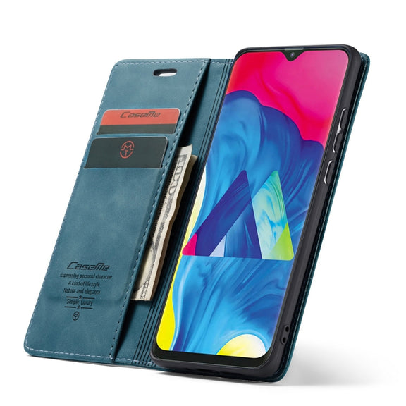 CaseMe-013 Multifunctional Horizontal Flip Leather Case with Card Slot & Holder for Galaxy M10(Blue)