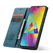 CaseMe-013 Multifunctional Horizontal Flip Leather Case with Card Slot & Holder for Galaxy M20(Blue)