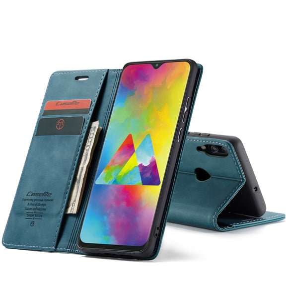 CaseMe-013 Multifunctional Horizontal Flip Leather Case with Card Slot & Holder for Galaxy M20(Blue)