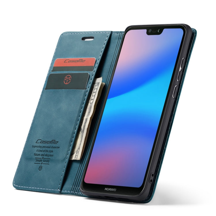 CaseMe-013 Multifunctional Horizontal Flip Leather Case with Card Slot & Holder for Huawei P20 Lite(Blue)