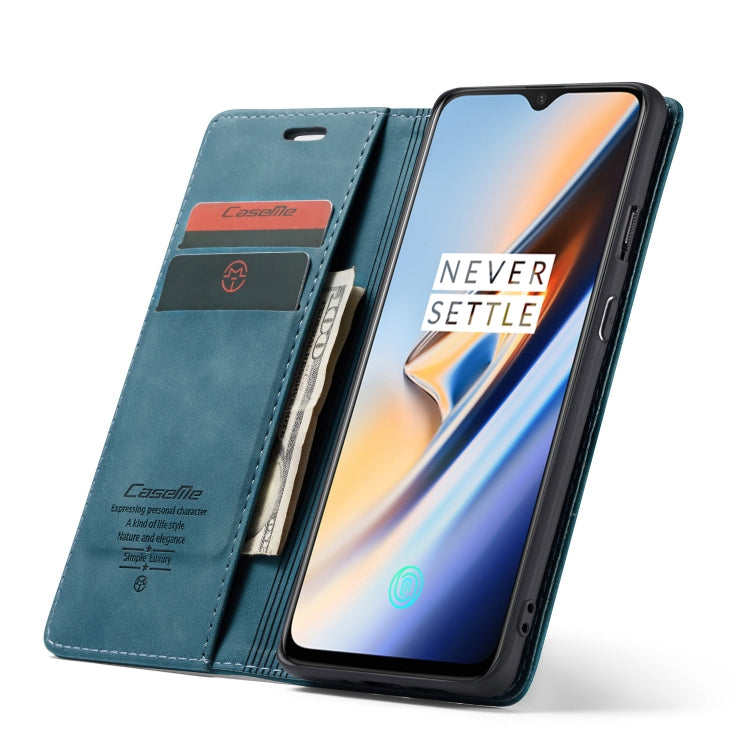 CaseMe-013 Multifunctional Horizontal Flip Leather Case with Card Slot & Holder for OnePlus 7(Blue)
