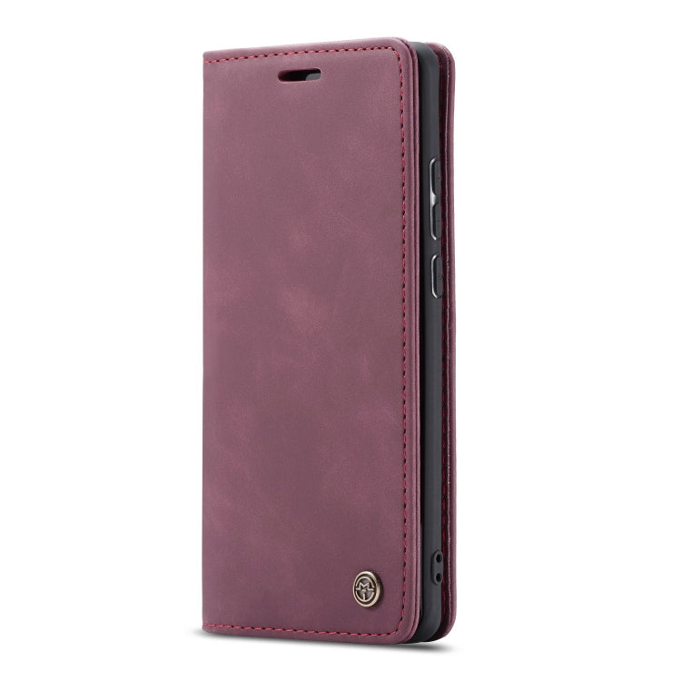 CaseMe-013 Multifunctional Horizontal Flip Leather Case with Card Slot & Holder for Galaxy M10(Wine Red)