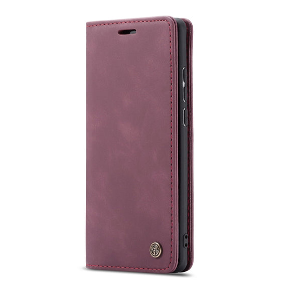 CaseMe-013 Multifunctional Horizontal Flip Leather Case with Card Slot & Holder for Galaxy M20(Wine Red)