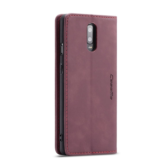 CaseMe-013 Multifunctional Horizontal Flip Leather Case with Card Slot & Holder for Oneplus 7(Wine Red)