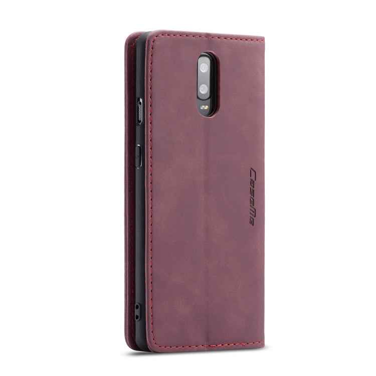 CaseMe-013 Multifunctional Horizontal Flip Leather Case with Card Slot & Holder for Oneplus 7(Wine Red)