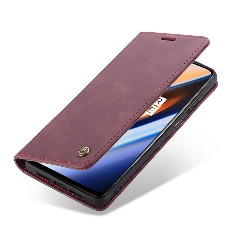 CaseMe-013 Multifunctional Horizontal Flip Leather Case with Card Slot & Holder for Oneplus 7(Wine Red)