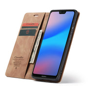 CaseMe-013  Multifunctional Horizontal Flip Leather Case with Card Slot & Holder for Huawei P20 Lite(Brown)