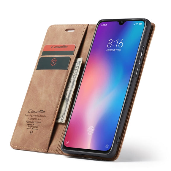 CaseMe-013  Multifunctional Horizontal Flip Leather Case with Card Slot & Holder for Xiaomi 9(Brown)