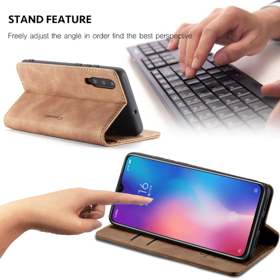CaseMe-013 Multi-functional Retro Frosted Horizontal Flip Leather Case with Card Slot & Holder & Wallet For Xiaomi Mi 9(Brown)
