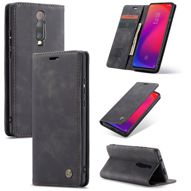 CaseMe-013 Multi-functional Retro Frosted Horizontal Flip Leather Case with Card Slot & Holder & Wallet For Xiaomi Mi 9T Pro / Redmi K20 Pro / Xiaomi Mi 9T / Redmi K20(Black)