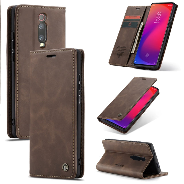 CaseMe-013 Multi-functional Retro Frosted Horizontal Flip Leather Case with Card Slot & Holder & Wallet For Xiaomi Mi 9T Pro / Redmi K20 Pro / Xiaomi Mi 9T / Redmi K20(Coffee)