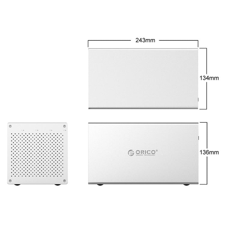 ORICO Honeycomb Series WS400C3 SATA 3.5 inch USB-C / Type-C 4 Bays Aluminum Alloy HDD / SSD Enclosure, The Maximum Support Capacity: 40TB