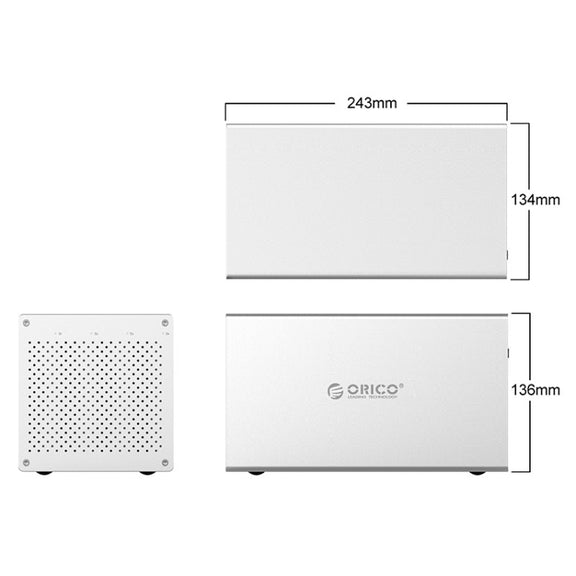ORICO Honeycomb Series WS400C3 SATA 3.5 inch USB-C / Type-C 4 Bays Aluminum Alloy HDD / SSD Enclosure, The Maximum Support Capacity: 40TB