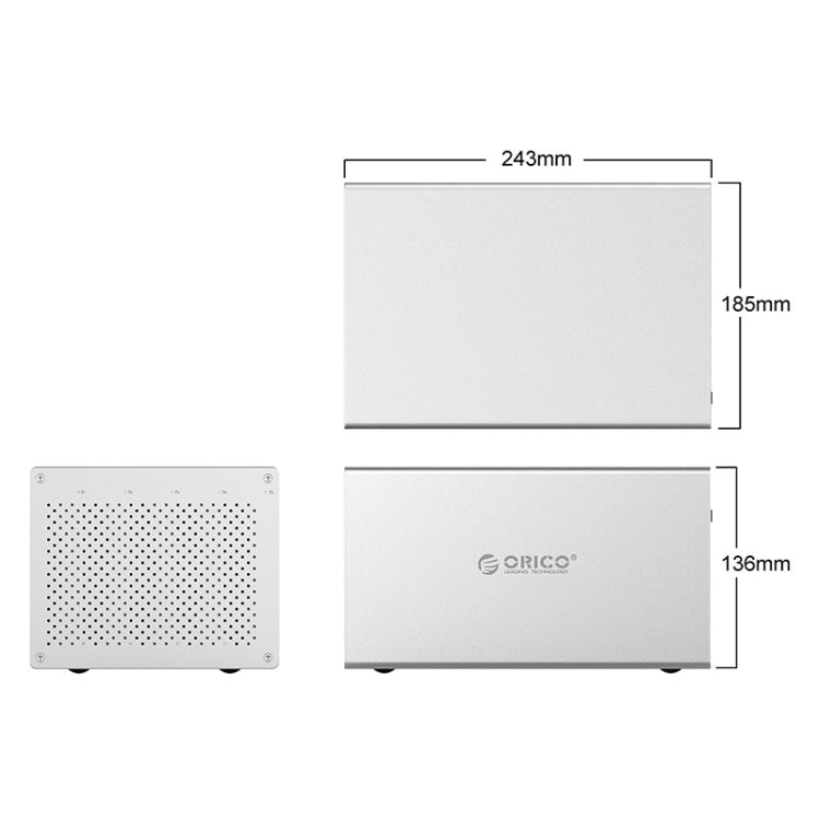 ORICO Honeycomb Series WS500RC3 SATA 3.5 inch USB-C / Type-C 5 Bays Aluminum Alloy HDD / SSD Enclosure with Raid, The Maximum Support Capacity: 50TB