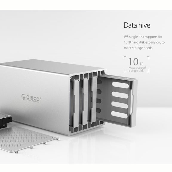 ORICO Honeycomb Series WS500RC3 SATA 3.5 inch USB-C / Type-C 5 Bays Aluminum Alloy HDD / SSD Enclosure with Raid, The Maximum Support Capacity: 50TB