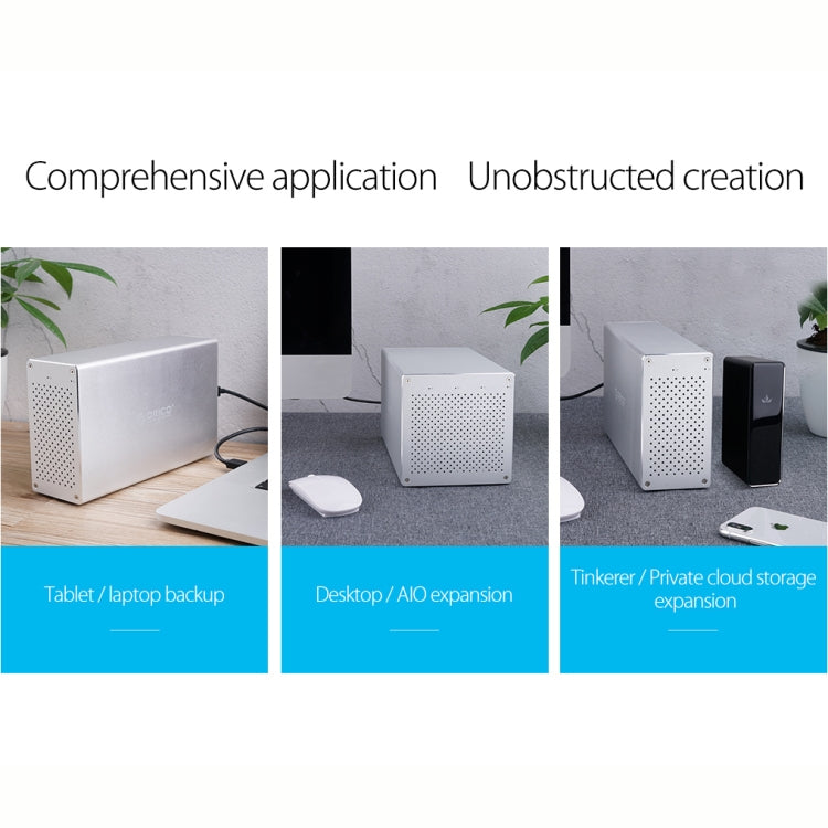 ORICO Honeycomb Series WS500RC3 SATA 3.5 inch USB-C / Type-C 5 Bays Aluminum Alloy HDD / SSD Enclosure with Raid, The Maximum Support Capacity: 50TB