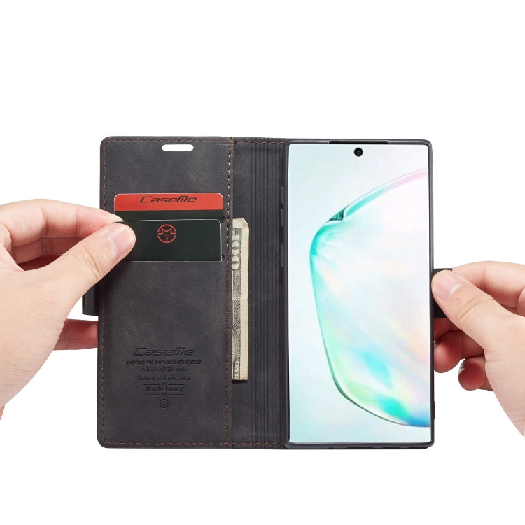 CaseMe-013 Multifunctional Horizontal Flip Leather Case with Card Slot & Holder for Galaxy Note 10(Black)