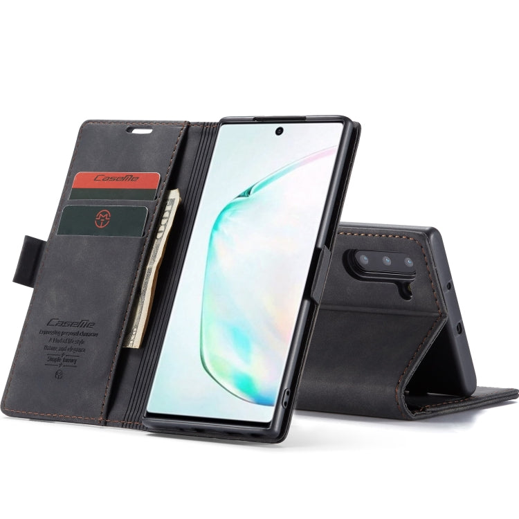 CaseMe-013 Multifunctional Horizontal Flip Leather Case with Card Slot & Holder for Galaxy Note 10(Black)