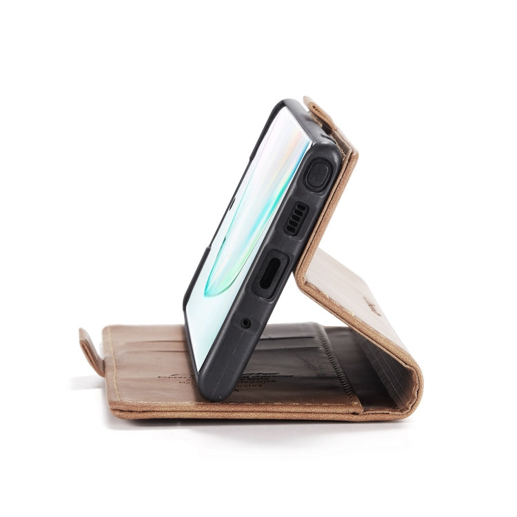 CaseMe-013 Multifunctional Horizontal Flip Leather Case with Card Slot & Holder for Galaxy Note 10(Brown)